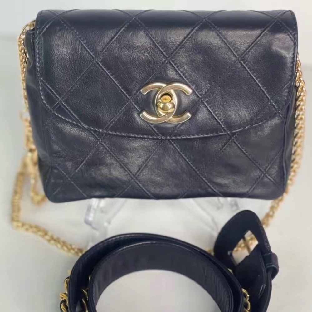 Navy Chanel belt bag